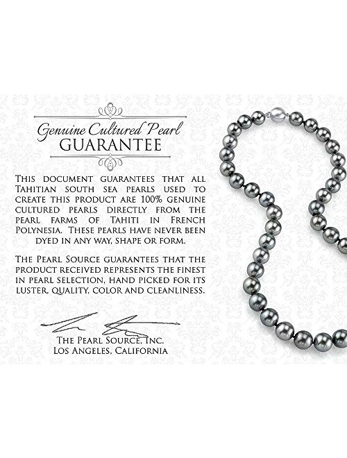 THE PEARL SOURCE 11-12mm Genuine Black Tahitian South Sea Cultured Pearl Lisa Ring for Women