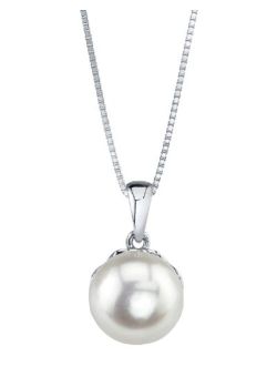 8-9mm Genuine White Freshwater Cultured Pearl Linda Pendant Necklace for Women