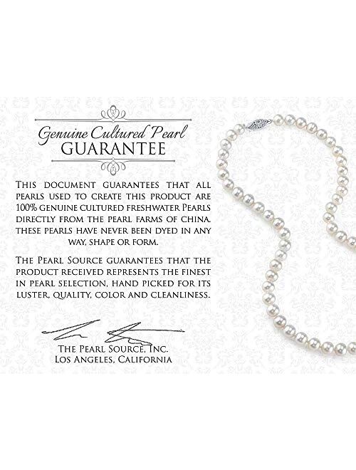 THE PEARL SOURCE 8-9mm Genuine White Freshwater Cultured Pearl Linda Pendant Necklace for Women