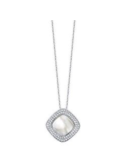 White Mother of Pearl & Cubic Zirconia Valentina Pendant Necklace for Women