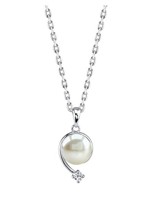 THE PEARL SOURCE 8-9mm Genuine White Freshwater Cultured Pearl Shooting Star Pendant Necklace for Women