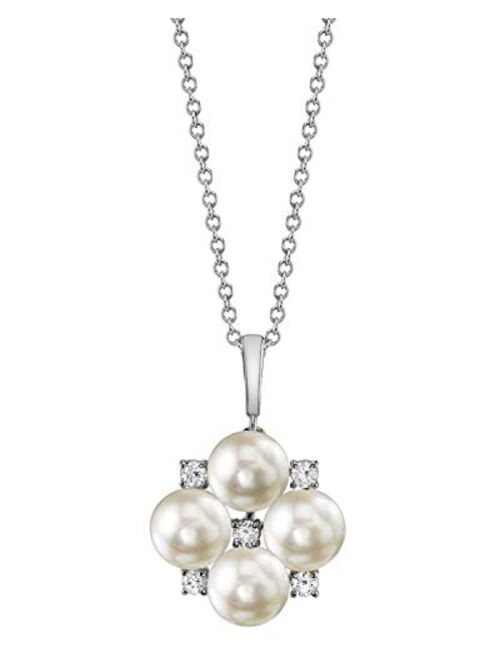 Pearl Pendant with Japanese Akoya Cultured Pearls and Diamonds 18K Gold Renee Pearl Pendant Necklace for Women - THE PEARL SOURCE