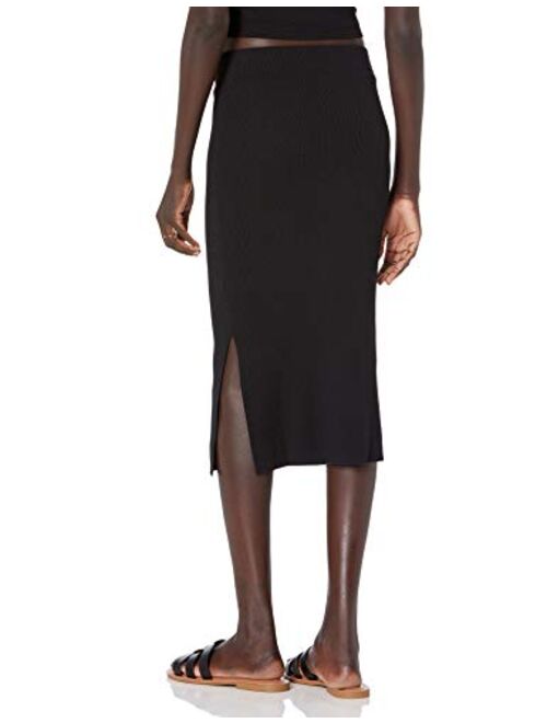 The Drop Women's Vera Slim Side Slit Midi Sweater Skirt