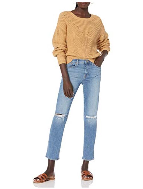 The Drop Women's Selena Cable Front Cropped Sweater