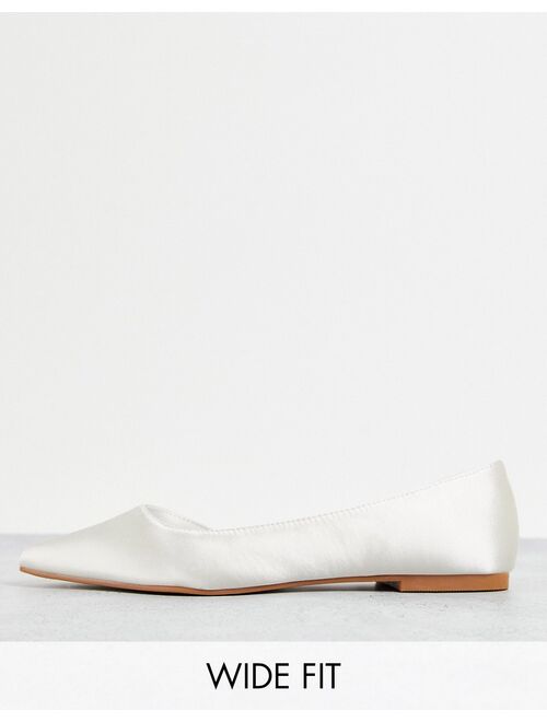 ASOS DESIGN Wide Fit Virtue d'orsay pointed ballet flats in ivory satin