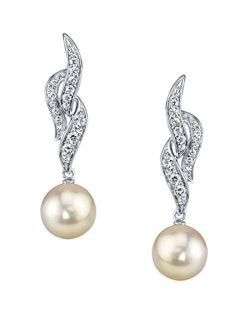 10-11mm Genuine White Freshwater Cultured Pearl Angela Earrings for Women