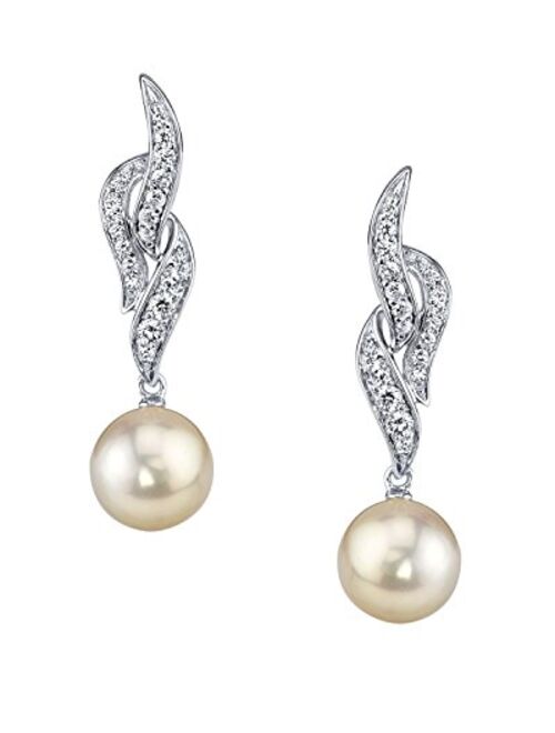 THE PEARL SOURCE 10-11mm Genuine White Freshwater Cultured Pearl Angela Earrings for Women