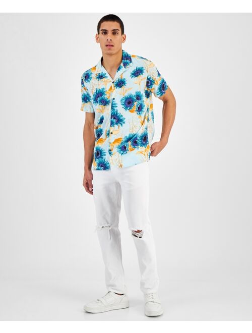INC INTERNATIONAL CONCEPTS Men's Sunflower Print Camp Shirt, Created for Macy's