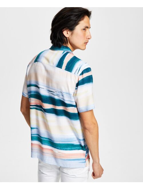 INC INTERNATIONAL CONCEPTS Men's Coastal Watercolor Camp Shirt, Created for Macy's