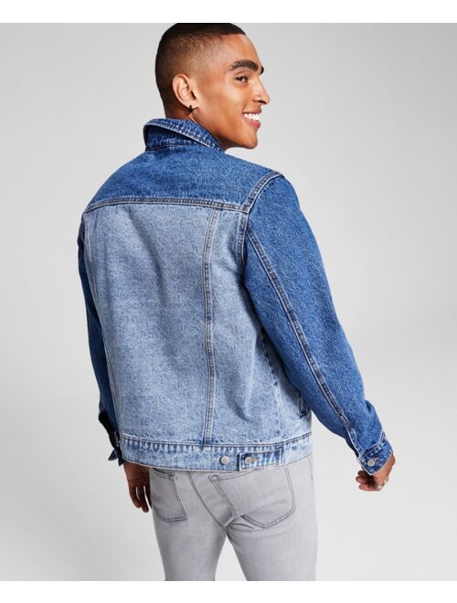 And Now This Men's Regular-Fit Two-Tone Colorblocked Denim Trucker Jacket