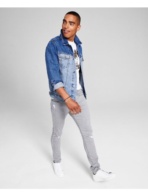 And Now This Men's Regular-Fit Two-Tone Colorblocked Denim Trucker Jacket