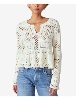 Women's Cotton Peplum-Hem Sweater