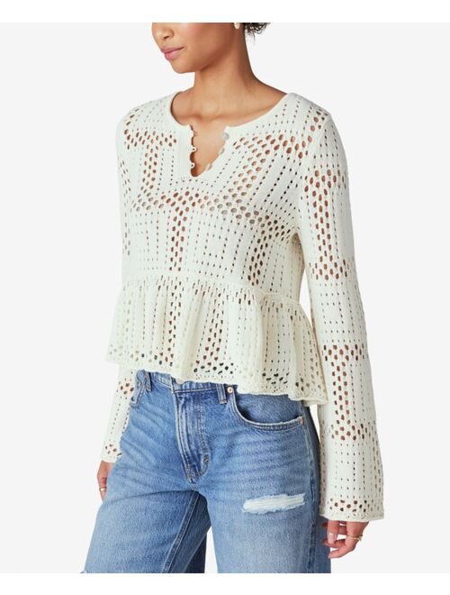 LUCKY BRAND Women's Cotton Peplum-Hem Sweater
