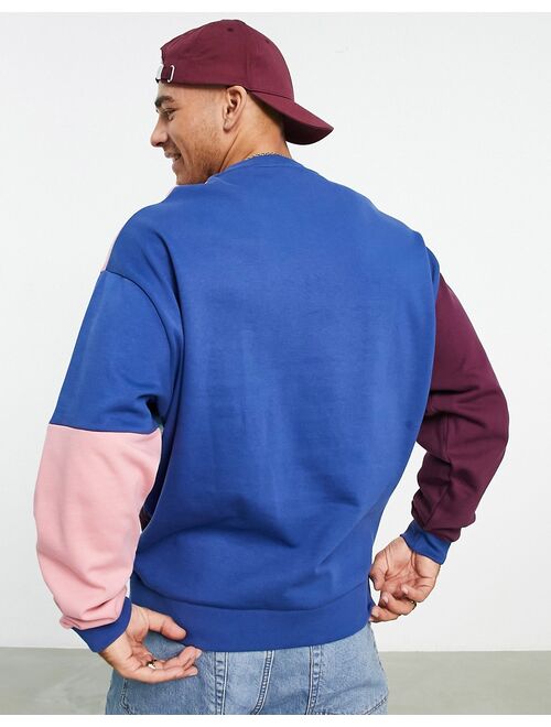 ASOS DESIGN oversized sweatshirt in collegiate color block