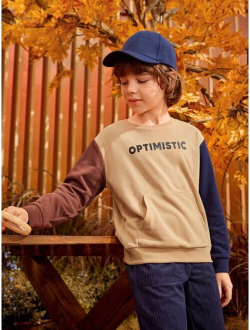 SHEIN Boys Letter Graphic Colorblock Sweatshirt