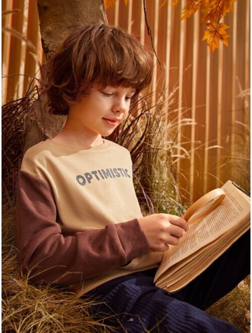 SHEIN Boys Letter Graphic Colorblock Sweatshirt