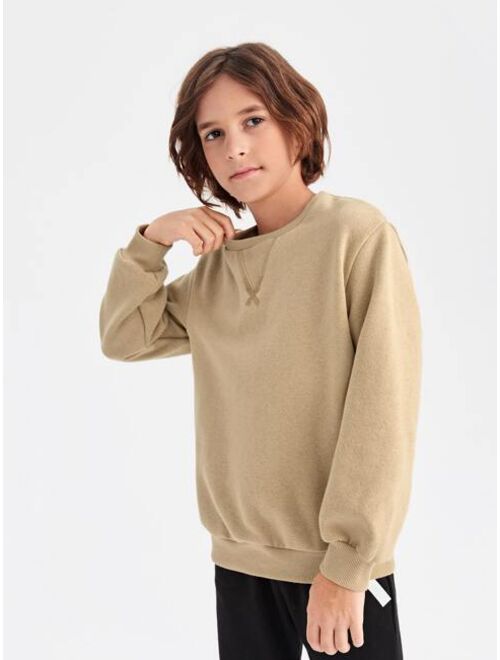 SHEIN BASICS Boys Solid Drop Shoulder Sweatshirt