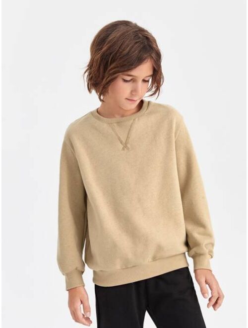 SHEIN BASICS Boys Solid Drop Shoulder Sweatshirt