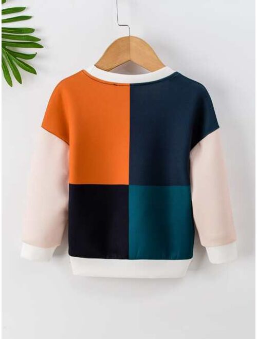 Shein Toddler Boys Colorblock Drop Shoulder Sweatshirt