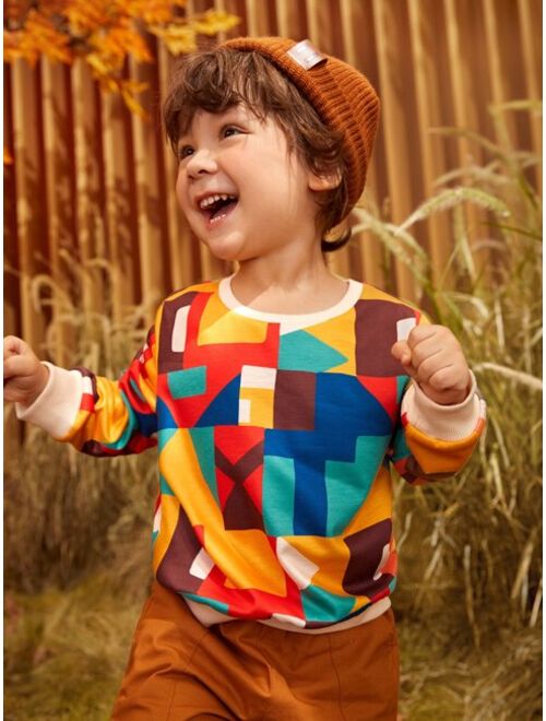 SHEIN Toddler Boys Geo Print Sweatshirt