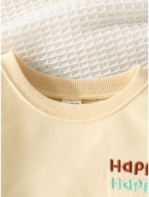 Shein Toddler Boys Color Block Letter Embroidery Sweatshirt