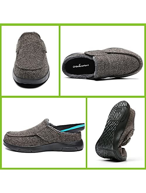 OrthoComfoot Mens Slippers with Arch Support,Plantar Fasciitis Orthopedic House ShoesSlip On Moccasin Slippers for Indoor Outdoor