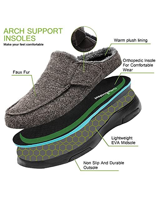 OrthoComfoot Mens Slippers with Arch Support,Plantar Fasciitis Orthopedic House ShoesSlip On Moccasin Slippers for Indoor Outdoor