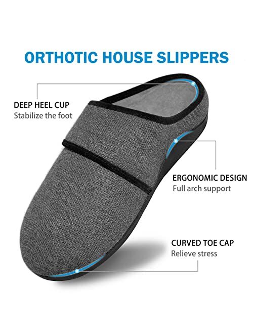 Orthotic Slippers with Arch Support, Orthopedic House Slipper with Adjustable Strap for Men Women Plantar Fasciitis Flat Foot by V.Step