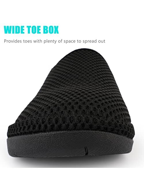 V.Step Breathable Mesh Slippers with Arch Support, Orthopedic Clog Sandals for Men Women Orthotic Slip-On Walking Mules for Plantar Fasciitis House Outdoor Shoes, Black