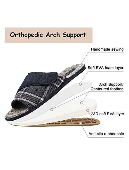 CORIFEI Adjustable Men's Slippers with Arch Support Open Toe Massage Sandals Indoor Outdoor