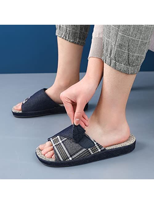 CORIFEI Adjustable Men's Slippers with Arch Support Open Toe Massage Sandals Indoor Outdoor