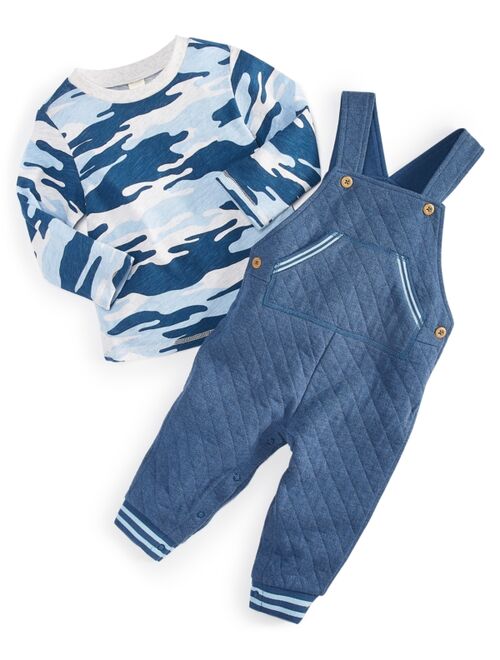 First Impressions Baby Boys 2-Pc. Camo-Print Top & Overall Set, Created for Macy's