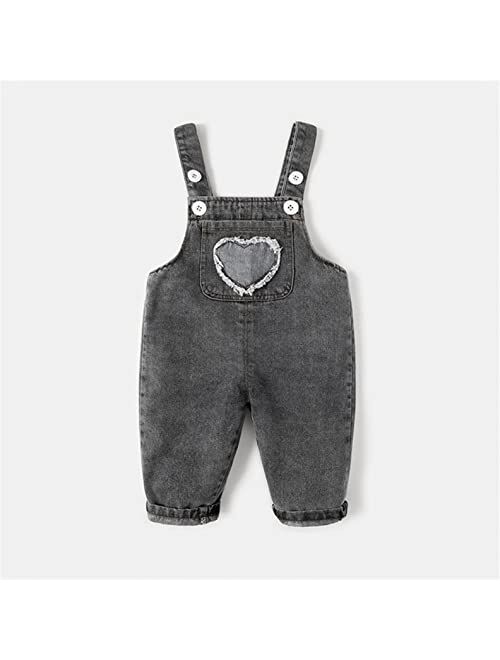 Lingery Baby Little Boys Girls Adjustable Denim Pants Cute Print Overalls Baby Denim Overalls Jumpsuits Jean Workwear A548