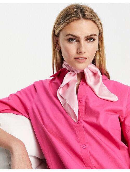 ASOS DESIGN polysatin neckerchief headscarf in pink - LPINK