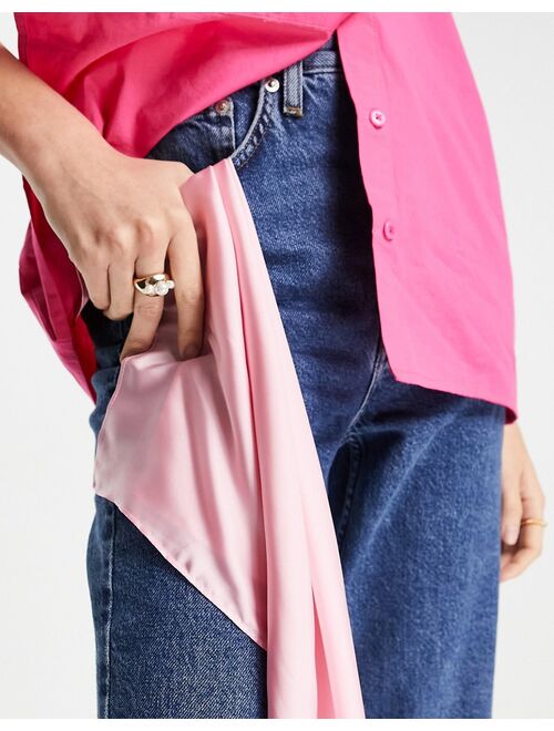 ASOS DESIGN polysatin neckerchief headscarf in pink - LPINK