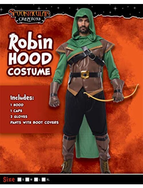 Spooktacular Creations Renaissance Robin Hood Deluxe Men Costume Set Made of Leather for Halloween Dress Up Party