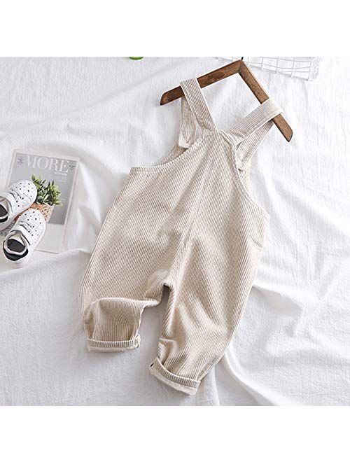 Moru Toddler Baby Girl Boy Fall Casual Corduroy Overall Infant Bib Suspender Trousers