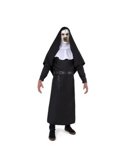 Adult Men Scary Nun Costume Outfit for Halloween Dress Up Party, Role Play Cosplay Party Supplies Black-Standard