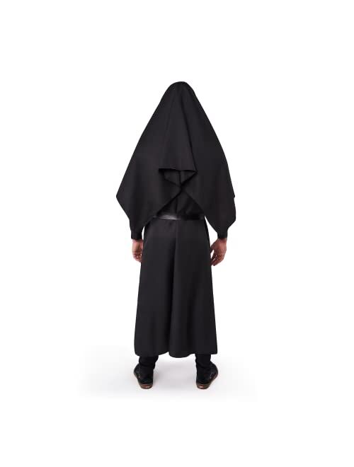 Spooktacular Creations Adult Men Scary Nun Costume Outfit for Halloween Dress Up Party, Role Play Cosplay Party Supplies Black-Standard