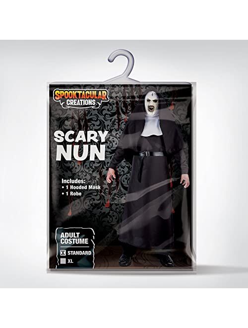 Spooktacular Creations Adult Men Scary Nun Costume Outfit for Halloween Dress Up Party, Role Play Cosplay Party Supplies Black-Standard