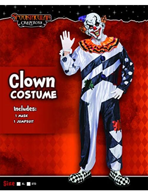 Spooktacular Creations Scary Clown Deluxe Men Costume Set for Halloween Dress Up Party, Role Play and Carnival Cosplay