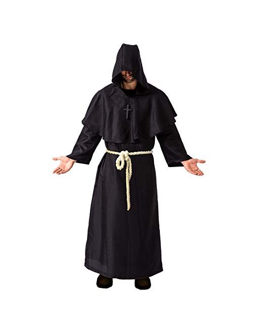 Spooktacular Creations Adult Medieval Hooded Monk Cloak Renaissance Priest Robe Halloween Costume