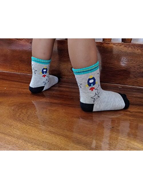 RATIVE RB-71112 Non Skid Anti Slip Crew Socks With Grips For Baby Toddlers Boys