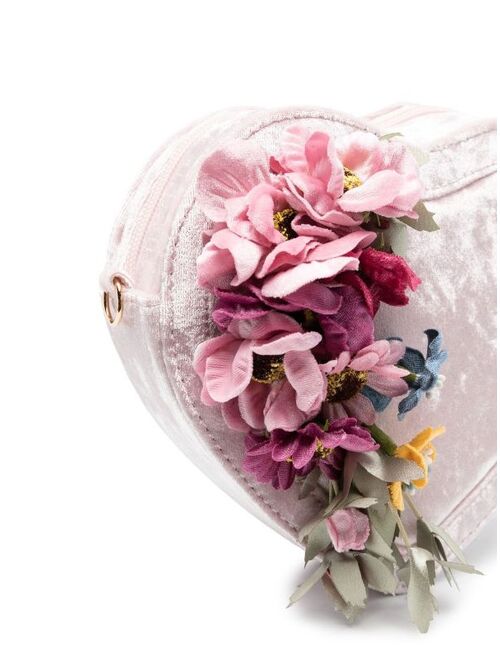 Monnalisa floral-applique heart shoulder bag