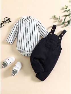 Baby Striped Bodysuit Overall Jumpsuit
