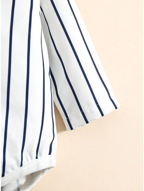 Shein Baby Striped Bodysuit Overall Jumpsuit