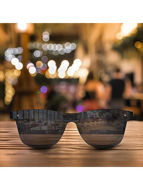 ATX OPTICAL XXL Mens Extra Large Wooden Wayfinder Polarized Sunglasses for Big Wide Heads 155mm