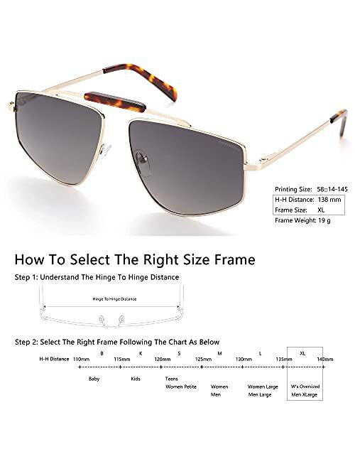 eyedventure Men's Aviator Sunglasses, Women's Oversized Sun Glasses, Rx Shades, Polarized UV400 Protection