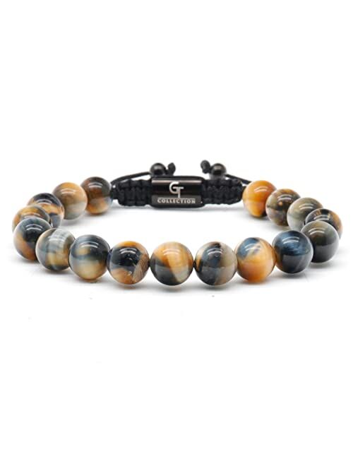 GT Collection Men's Beaded Bracelet - Wearer with Name, Fame, Fortune, And Money 100% Natural Wrapped - Gemstones Beaded Bracelet for Mens Bracelet (Light Blue Apatite St
