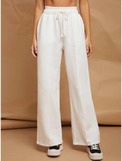 Solid Drawstring Waist Sweatpants
